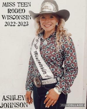Photo of Miss Teen Rodeo Wisconsin 2022 wearing sash and crown